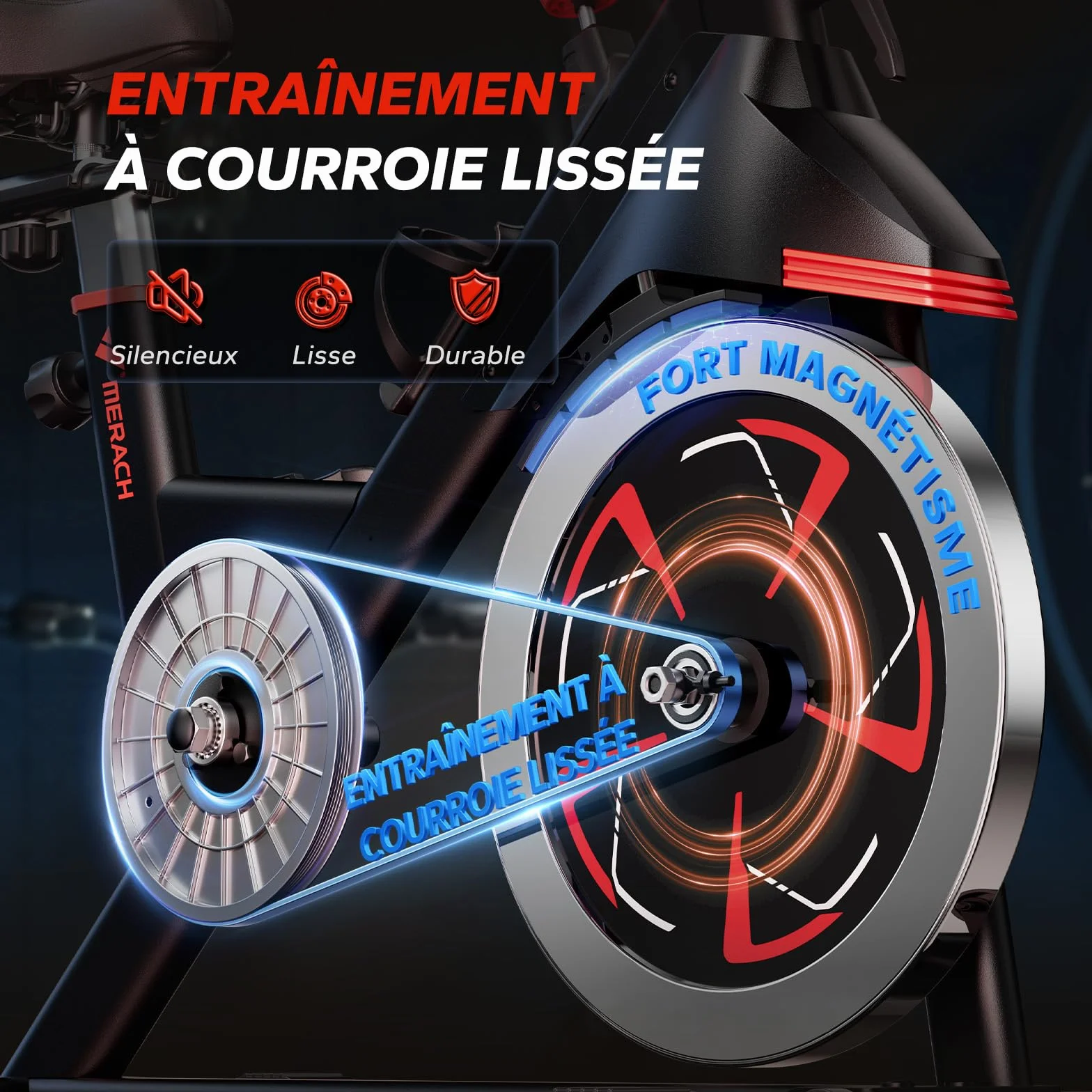 MERACH Vélo d'Appartement Résistance Magnétique Fitness Intérieur Silencieux Écran LCD Support Tablette