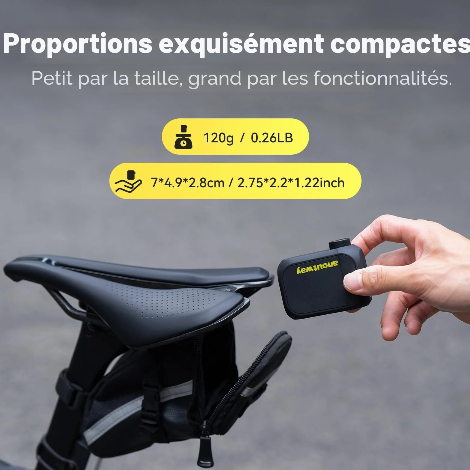 Mini-Pompe à vélo électrique Tiny E-Pump 120 PSI Valve Schrader Presta