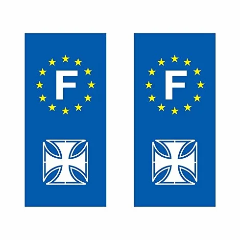 Lot de 2 Sticker Plaque immatriculation Voiture Logo régionaux Croix de Malte