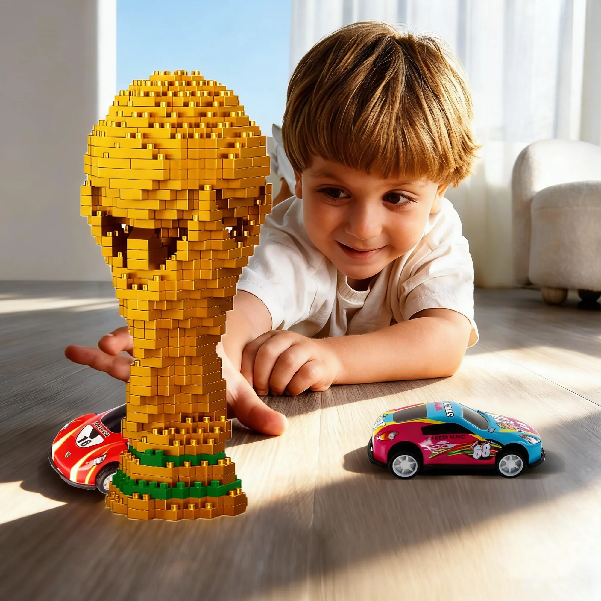 Jeu de Construction Trophée de la Coupe du Monde, Trophée Miniature de Champion, Jeu de Construction Amusant pour Ados et Fans de Football