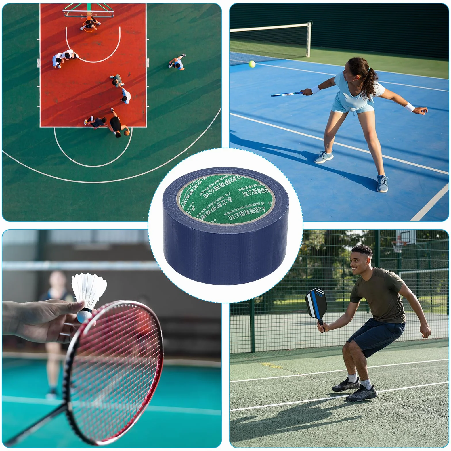 PATIKIL Bande Terrain Pickleball, Marquage Trousse Intérieur Extérieur Tennis Volley-Ball Badminton
