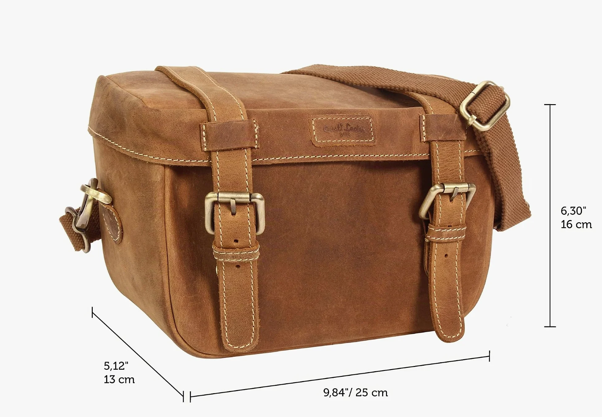 Gusti Sac de Guidon Cuir de vélo - Rene P. Sac à bandoulière Sac de vélo avec Porte Sac en Cuir Brun
