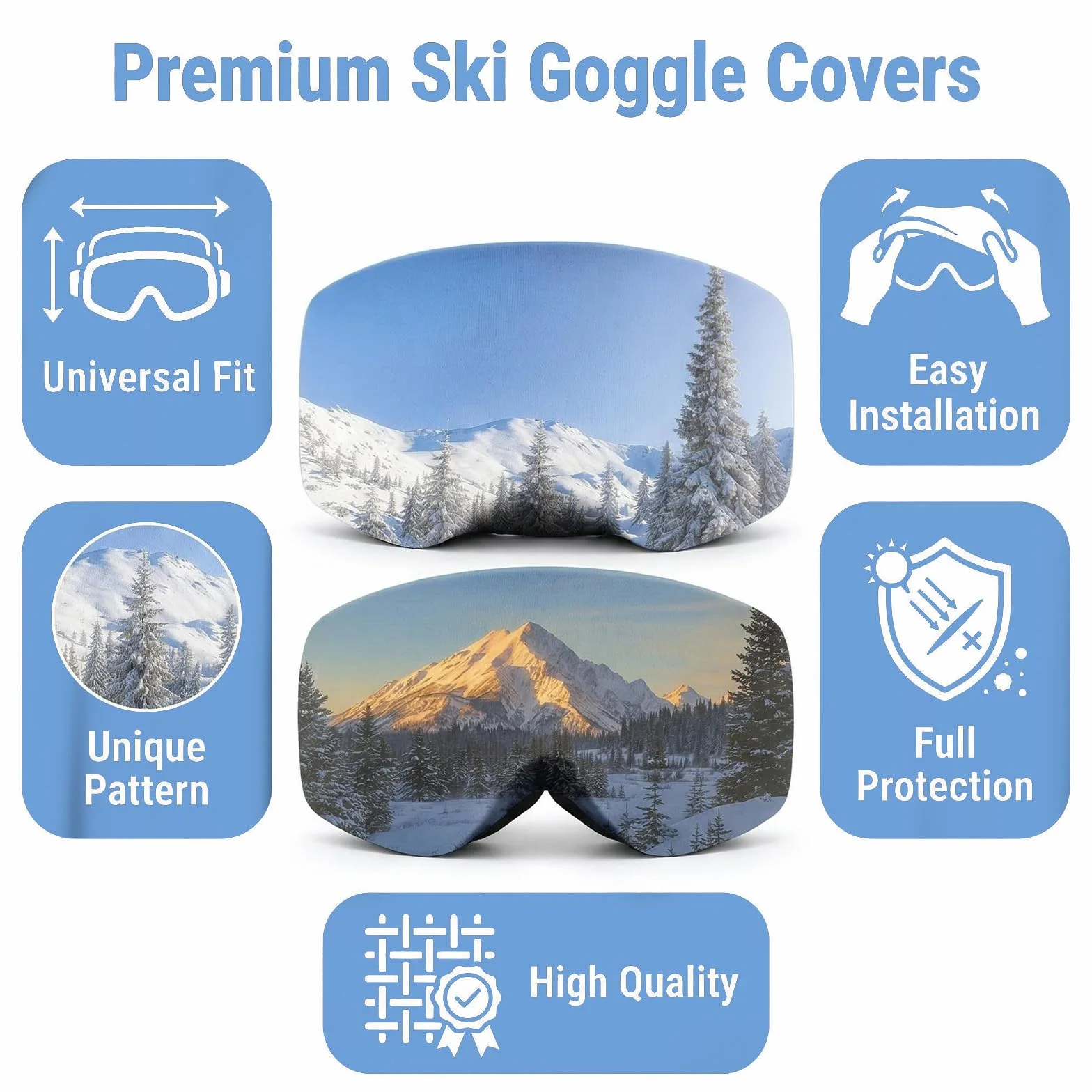 Housses de Protection pour Lunettes de Ski Lot de 2, résistantes à l'impact et à l'eau, avec Fermeture éclair