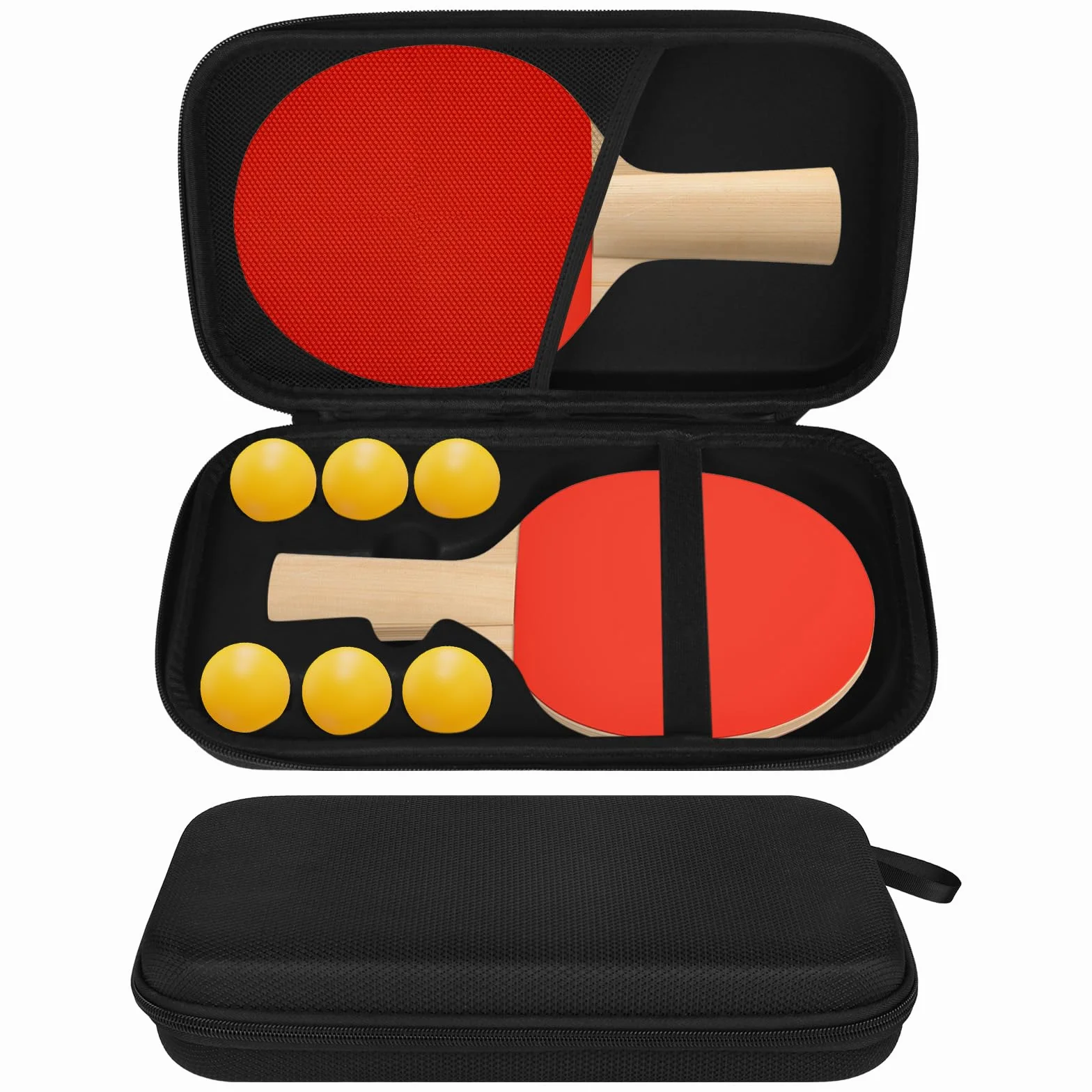 Housse Raquette Ping Pong, Pochette avec Rangement Balles pour 1 Pagaie et 6 Balles