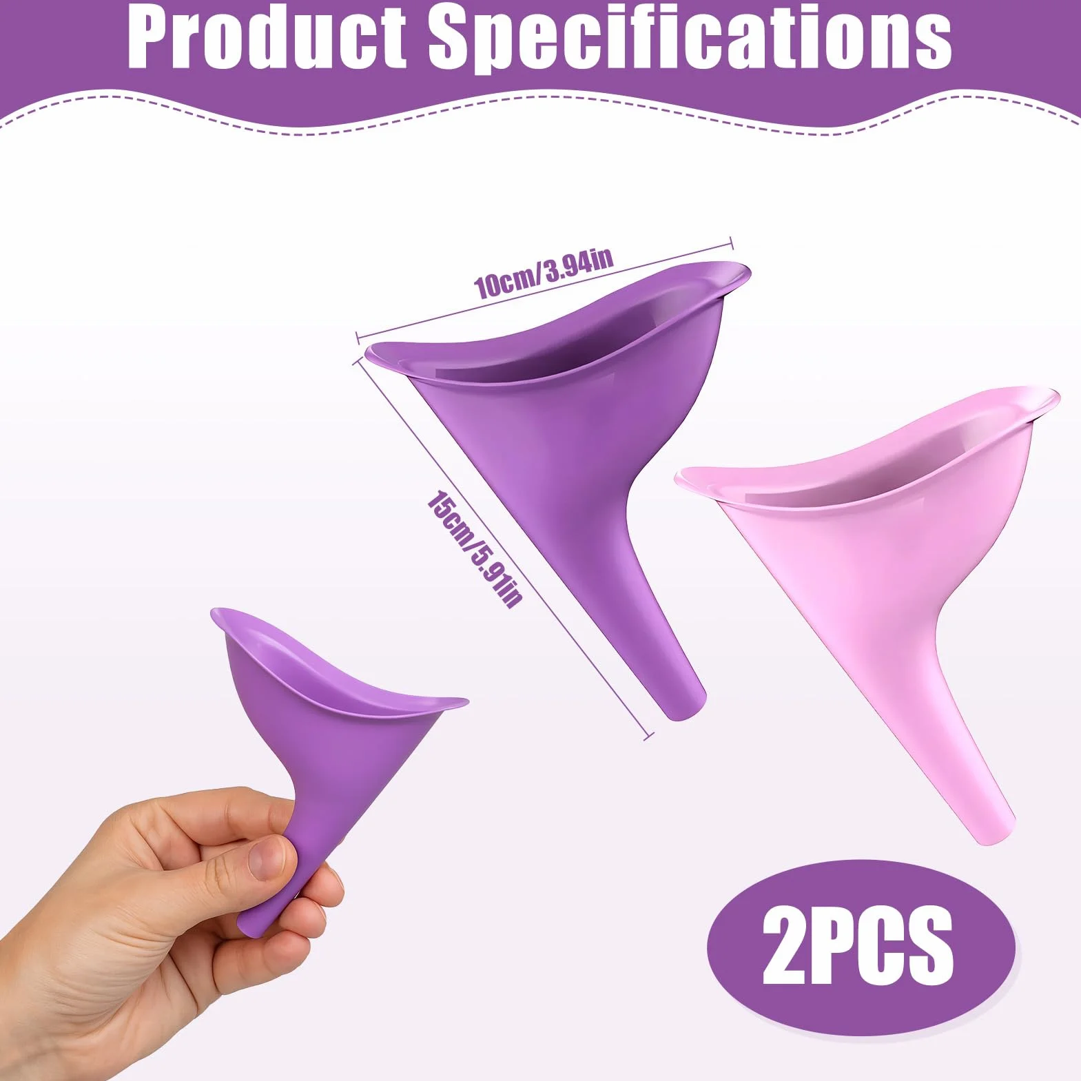 Urinoir pour Femme Pisse Debout 2pcs Réutilisable Festival Camping Randonnée