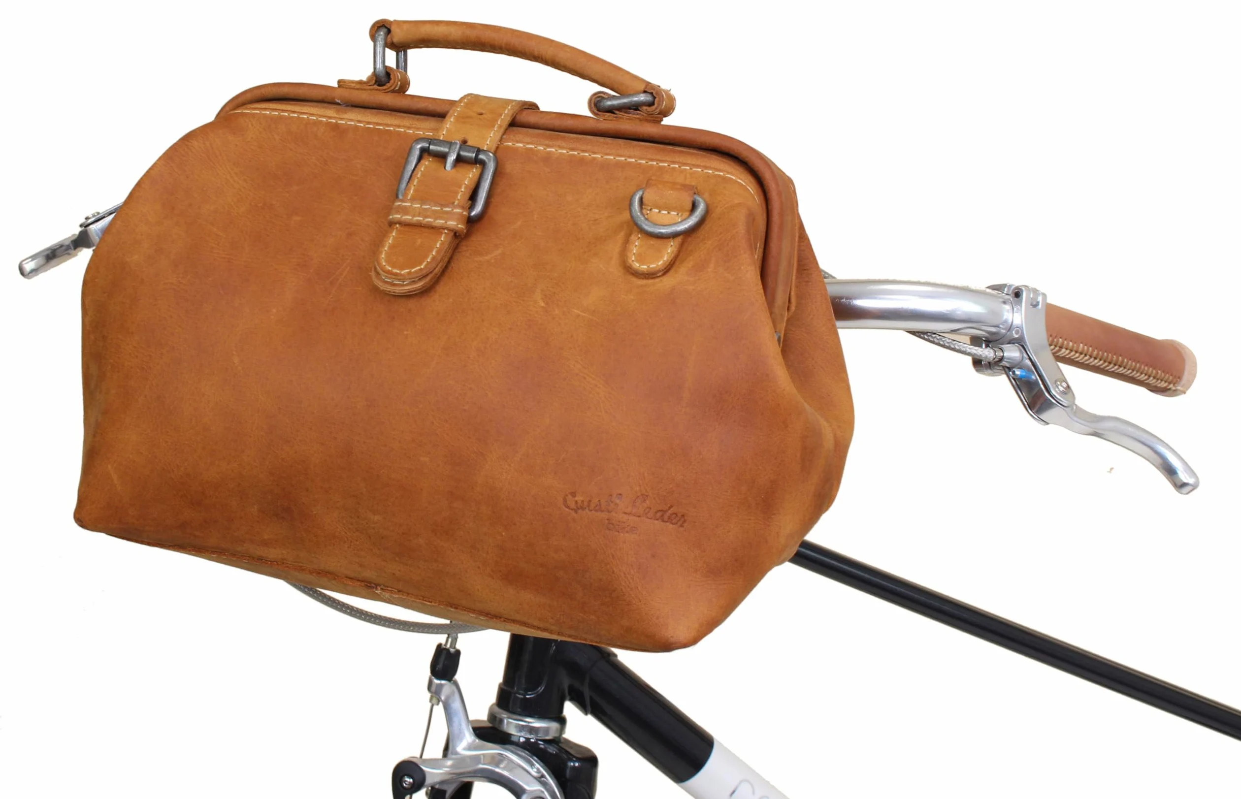 Gusti Tillie A. Sacoche de guidon en cuir vintage avec plaque, sac à bandoulière, sacoche de vélo en cuir, marron