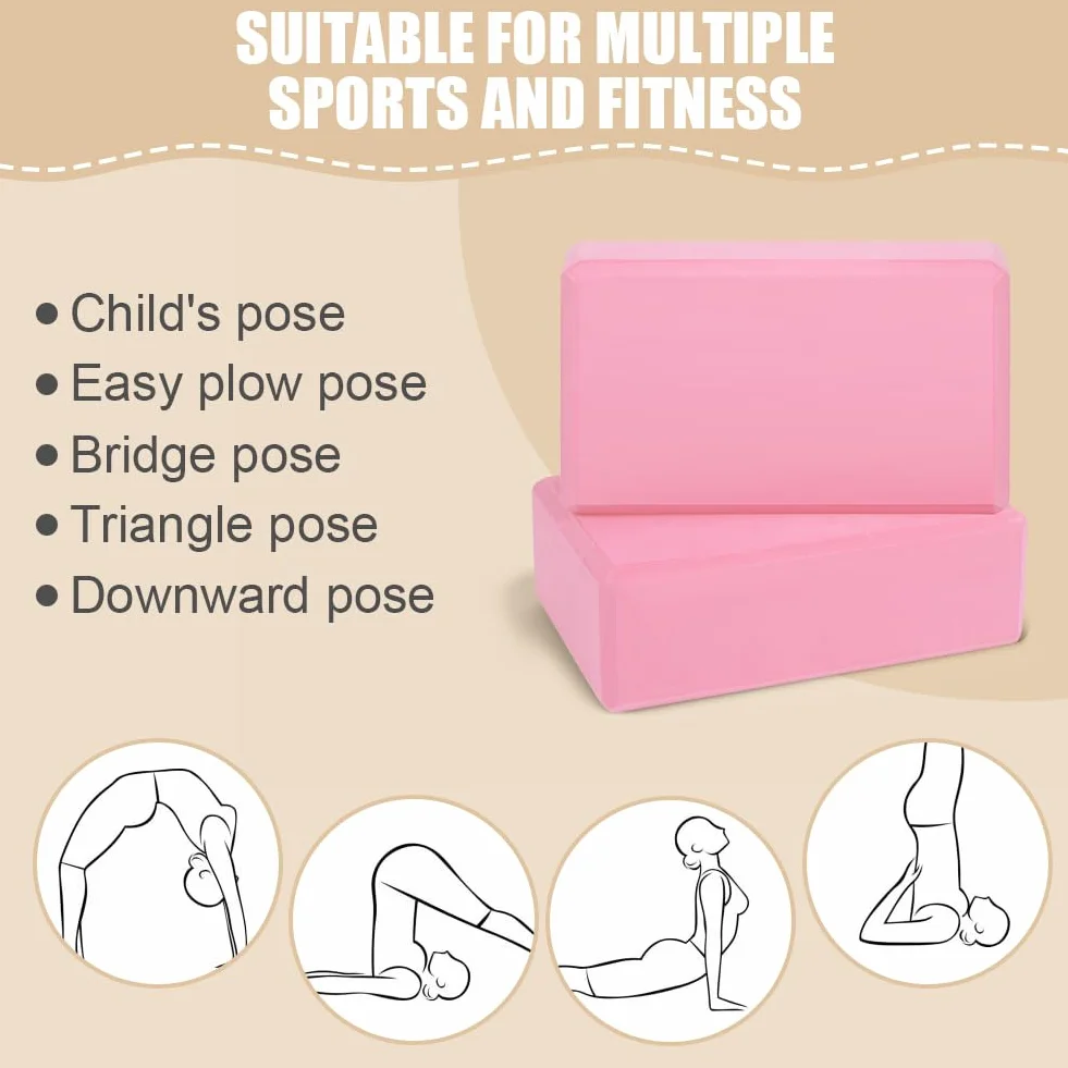 Flintronic Lot de 2 Briques Yoga EVA Haute Densité 23x15x8cm pour Pilates Étirement Méditation
