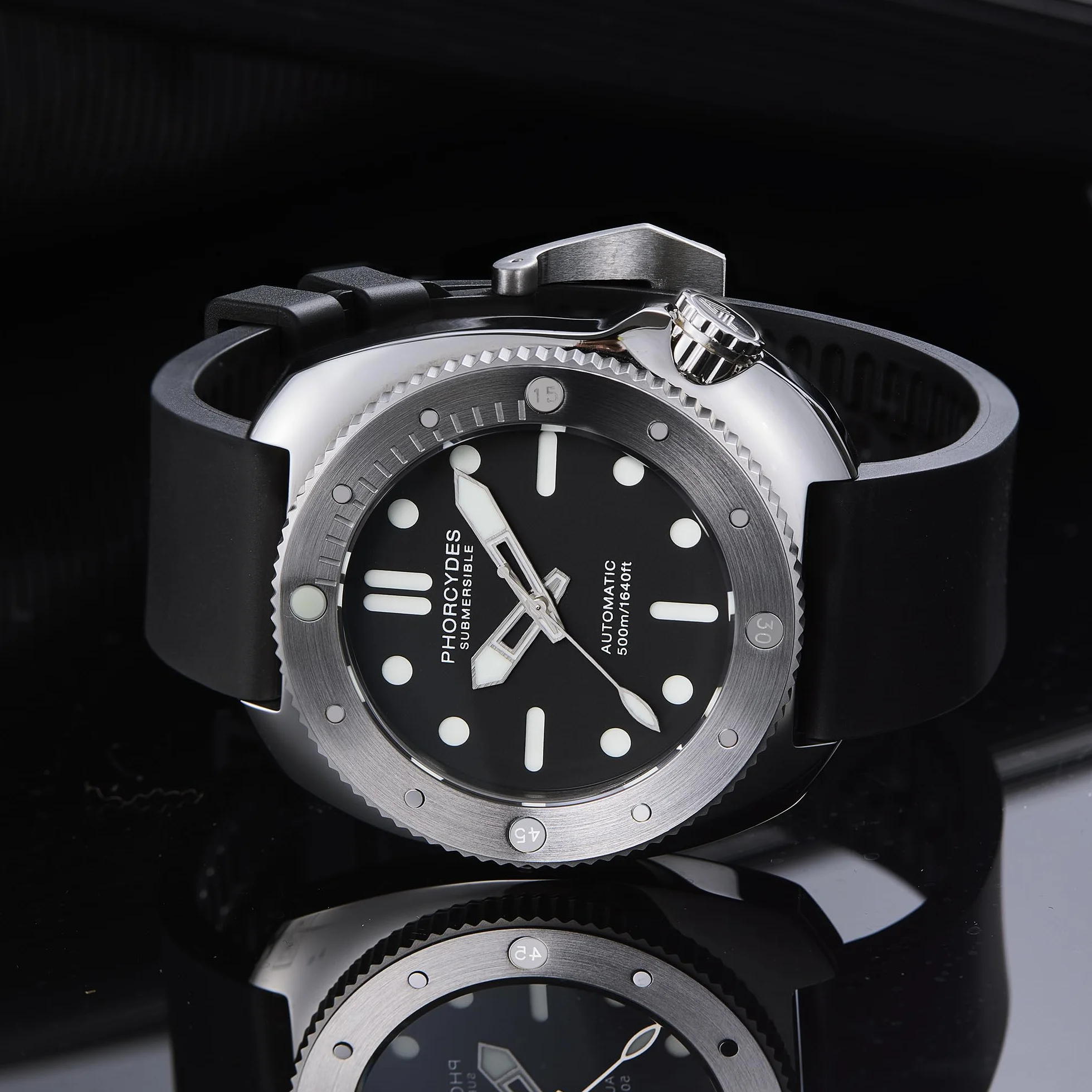 PHORCYDES PH-1 Montre de plongée mécanique NH35A Automatique acier inoxydable 500M