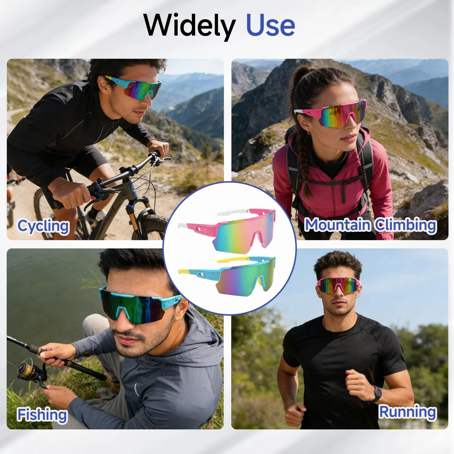 Lunettes de Soleil Sport Polarisées UV400 pour Cyclisme, Ski, Moto, Course à Pied