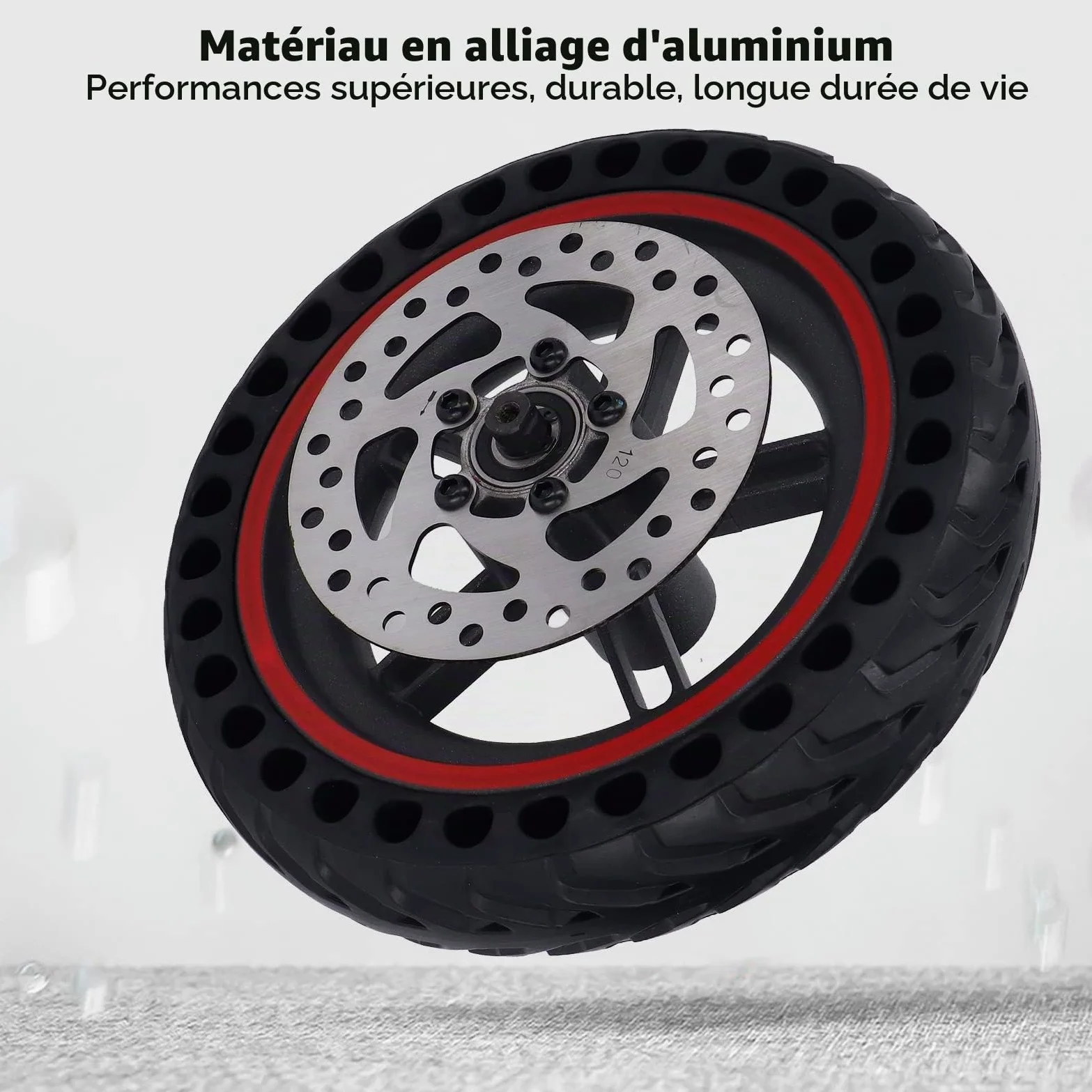 BuyWeek Roue Arrière de Scooter Électrique pour Xiaomi PRO PRO2 M3, Pneu Cellulaire de Roue Arrière de Trotinette Électrique avec Frein à Disque de 120mm Rouge