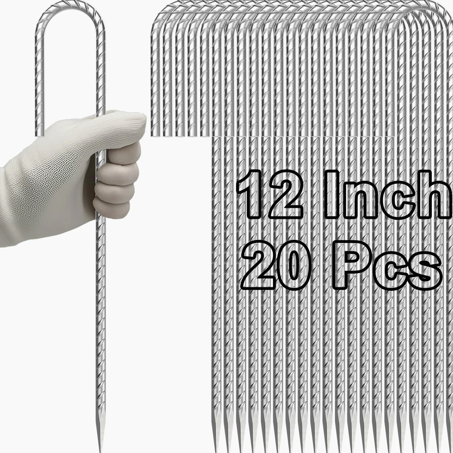 VVOKGO Rebar-Stakes-Lot de 20 piquets de Tente galvanisés très résistants de 30,5 cm avec extrémité biseautée pour Maison rebondissante, tentes de Camping, décorations gonflables d'extérieur