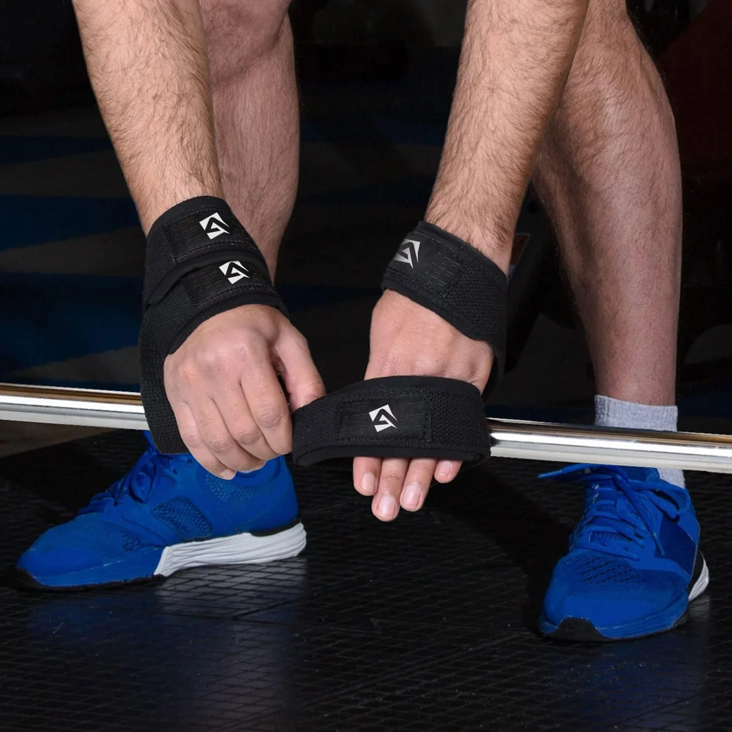 AQF Sangle de Tirage Musculation – Straps Poignet Rembourrés Néoprène Homme Femme Deadlift Powerlifting