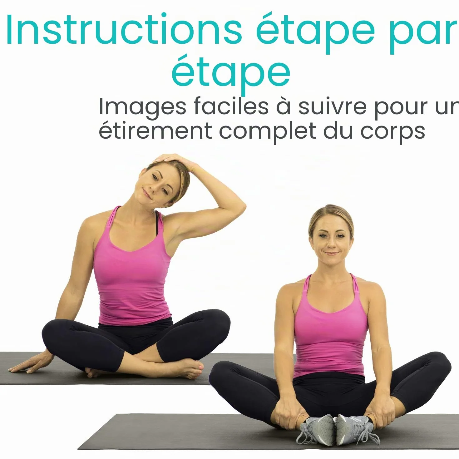 Vive Poster d'exercices d'étirement – Guide de fitness et rééducation – 52 exercices